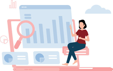 The girl is searching for business graph.