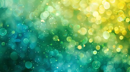 Abstract blue and green bokeh light blurs background with white copy space, ideal for fresh and vibrant design projects, featuring soft light effects for serene and tranquil visuals and nature-themed 