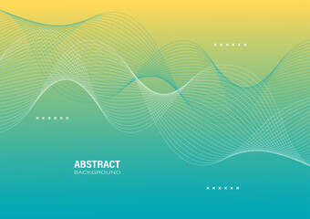 The abstract background of the wave line and curve has soft movement, with a design element on a yellow and turquoise gradient background. Vector illustration.