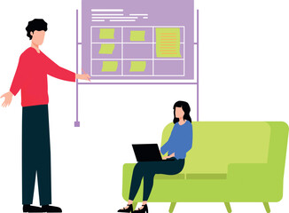 A boy and a girl are working from home.