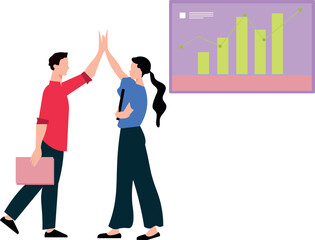 Boy and girl giving each other a high five.