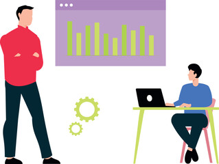 Boys are working on a business graph.