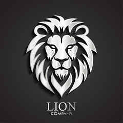 lion head 3d silver shiny metal elegant logo design