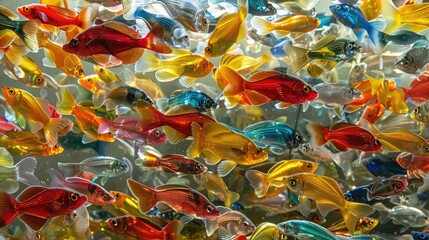 Huge group of tiny glass fish
