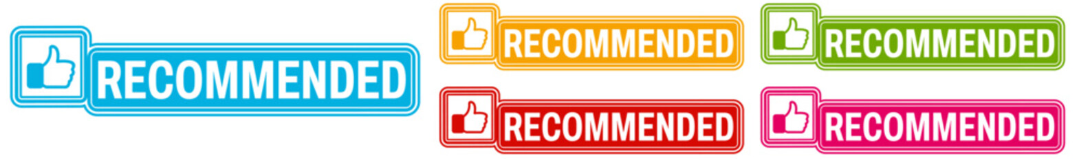 Obraz premium set recommended icon sign. label with thumb up icon quality approved vector illustration