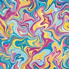 Seamless pattern of candy-colored liquid marble with bright, playful hues, Generative AI