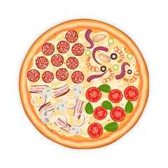 Pizza 4 seasons isolated on white background