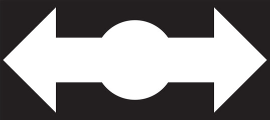 Rounded bullet point circle, double arrow icon, two-way black marker direction symbol. Round corners double arrow shape icon. Isolated on a white