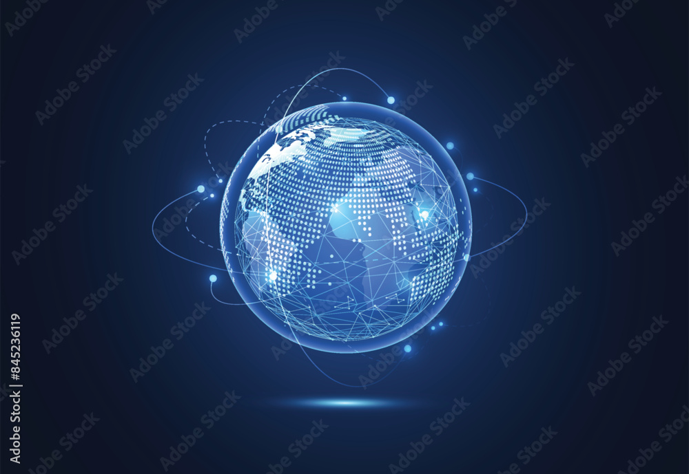 Poster global network connection. world map point and line composition concept of global business. vector i