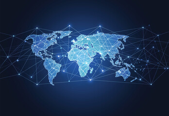 Global network connection. World map point and line composition concept of global business. Vector Illustration