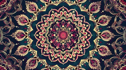 Intricate mandala pattern background with detailed, symmetrical designs in rich, vibrant hues, perfect for a bohemian feel