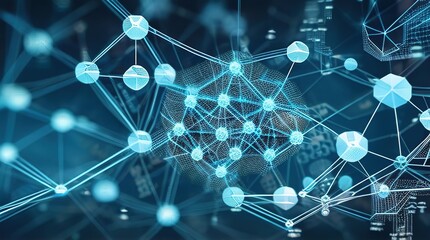 Abstract background with molecule network and technology connection