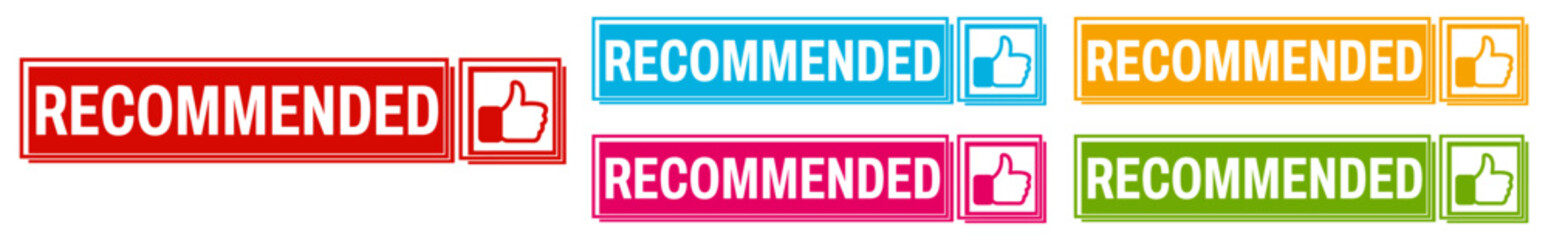 set Hand thumb Recommended icon sign banner labels design vector illustration