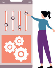 The girl is pointing to the multimedia control.