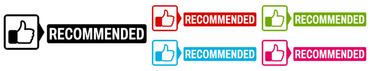 Obraz premium set Hand thumb Recommended icon sign banner labels design vector illustration