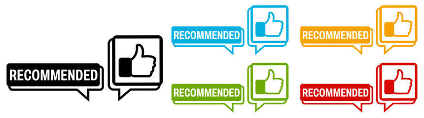 set Hand thumb Recommended icon sign banner labels design vector illustration