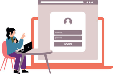 The girl is using laptop for login account.