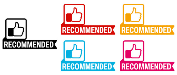 set Hand thumb Recommended icon sign banner labels design vector illustration
