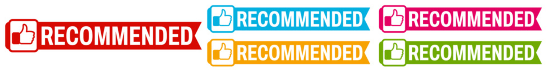 set collection colorful trendy recommended sign icon. Recommend thumb labels template design vector illustration