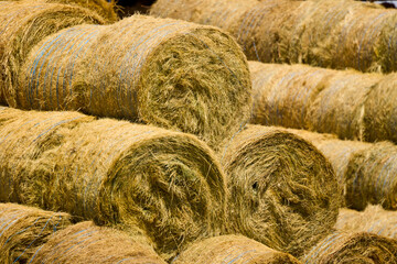 Straw bales stored at an agricultural farm