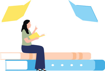 A girl is reading a book.