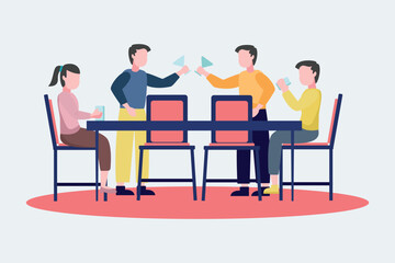 Gathering Family Concept. Colored flat vector illustration isolated.