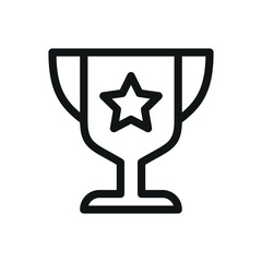 Winner trophy isolated icon, champion cup with star vector symbol with editable stroke