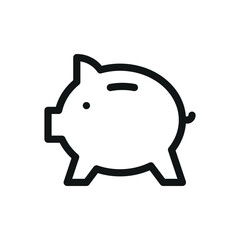 Piggy bank isolated icon, pig money box vector symbol with editable stroke