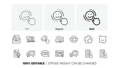 User Opinion, Customer service and Star Rating. Feedback line icons. Customer satisfaction linear icon set. Line icons set. Vector