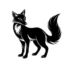A silhouette fox illustration on white background