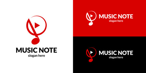 Elegant music note with play button symbol