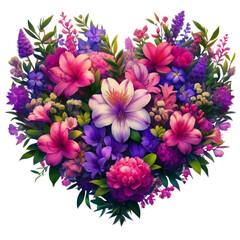 Flower Heart Watercolor bouquet 