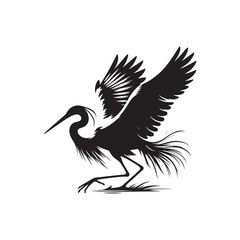 Egret Silhouette: Vector Art Capturing the Grace and Beauty of Egrets in Flight- Egret Vector -Egret Illustration- Bird Vector Silhouette.