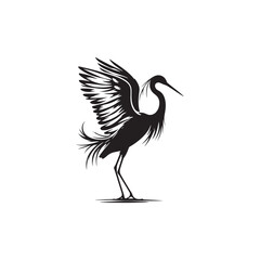 Egret Silhouette: Vector Art Capturing the Grace and Beauty of Egrets in Flight- Egret Vector -Egret Illustration- Bird Vector Silhouette.