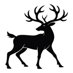 Deer silhouette black and white vector illustration2