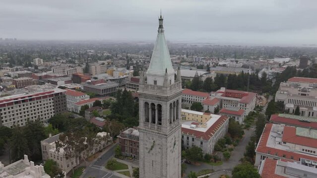 another flying clockwise around Campanile tower on UC Berkeley campus