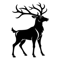 Deer silhouette black and white vector illustration3