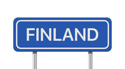 Realistic road sign Finland isolated on white background