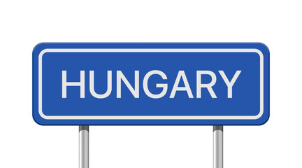 Realistic road sign Hungary isolated on white background