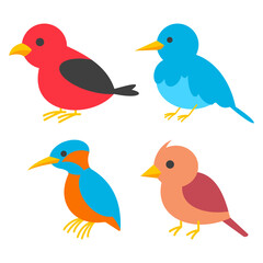 Birds vector cartoon set isolated on a white background.