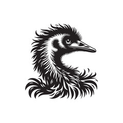 Emu Bird Silhouette: Vector Art Showcasing the Distinctive Profile of Australia's Iconic Bird- Emu Bird Vector- Emu Bird Illustration.