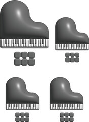 black and white icons piano
