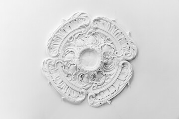 White stucco ceiling plafond decoration, classical architecture element