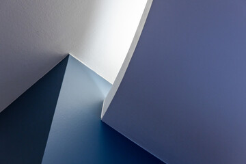 Abstract blue white minimal architecture background, interior fragment