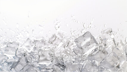 Obraz premium melting cube of ice, flying ice cubes in isolated white background
