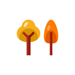 Autumn Trees Flat Icon - Autumn Season Icon Vector Illustration Design