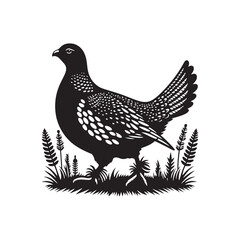 Grouse Bird Silhouette: Vector Art for Nature-Themed Home Decor and Crafts - Grouse Bird Vector - Grouse Bird Illustration.