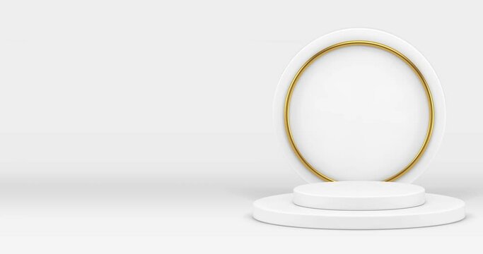 White 3d podium round basic foundation advertising platform wall frame animation