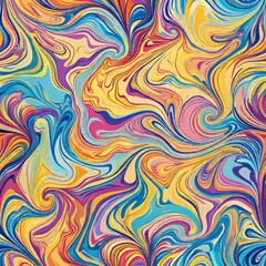 Seamless pattern of rainbow liquid marble with a spectrum of blended colors, Generative AI