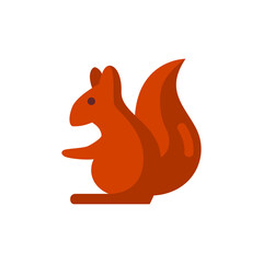 Squirrel Flat Icon - Autumn Season Icon Vector Illustration Design